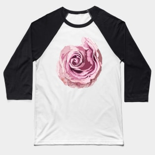 Pink Rose Stylized Art Baseball T-Shirt